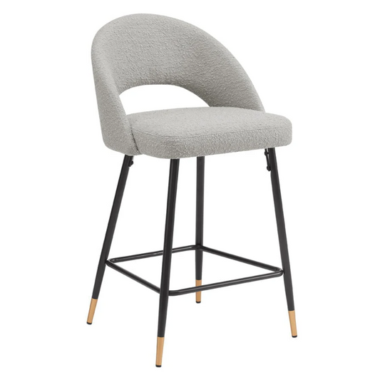 Grey Boucle Barstools Chairs - Set Of Two side view