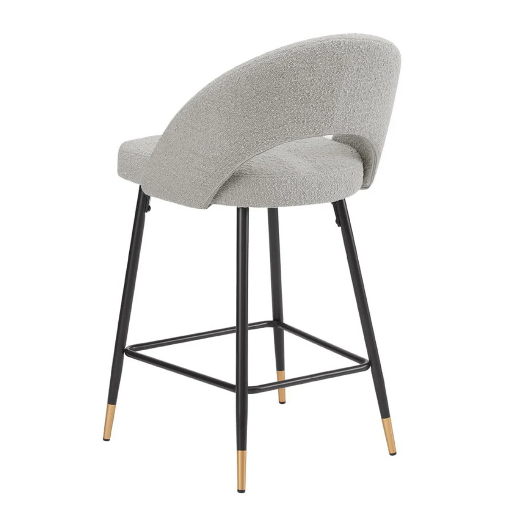 Grey Boucle Barstools Chairs - Set Of Two back view