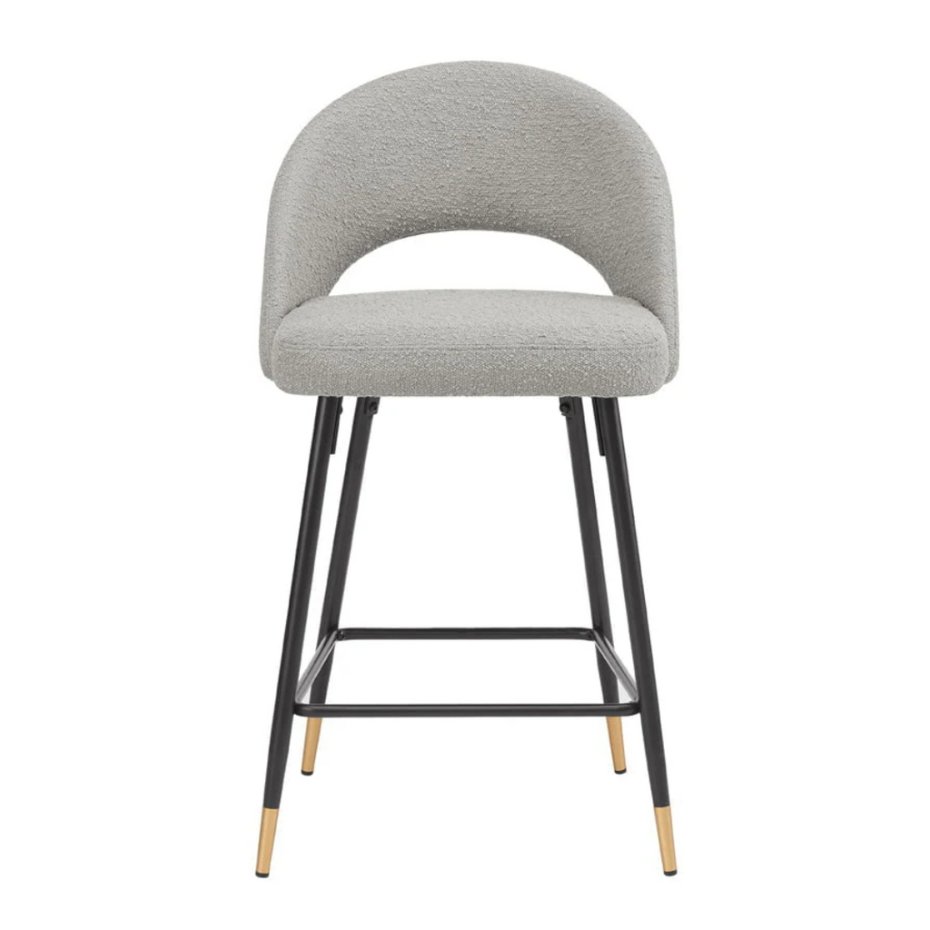 Grey Boucle Barstools Chairs - Set Of Two front view white background