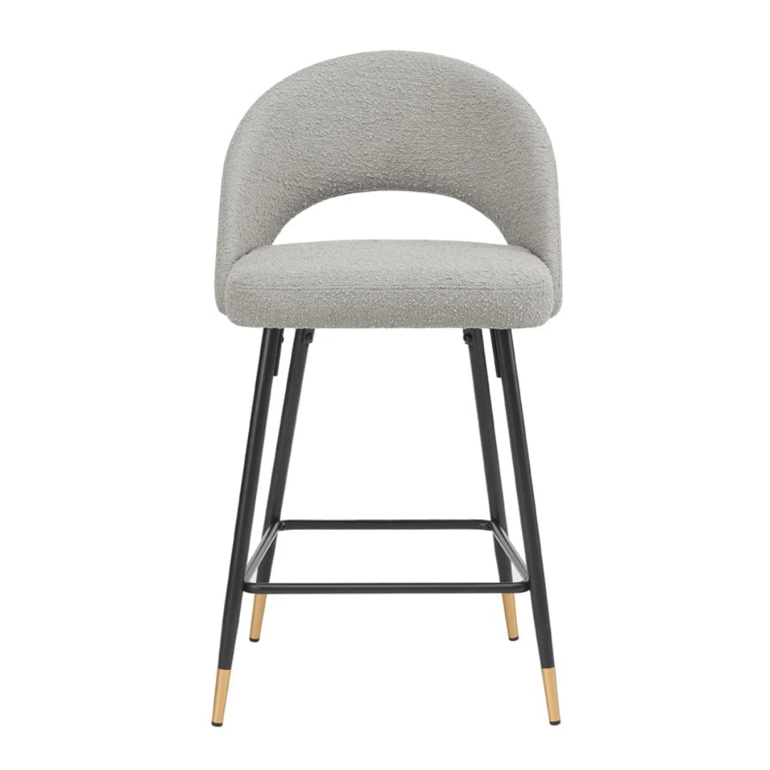Grey Boucle Barstools Chairs - Set Of Two front view white background