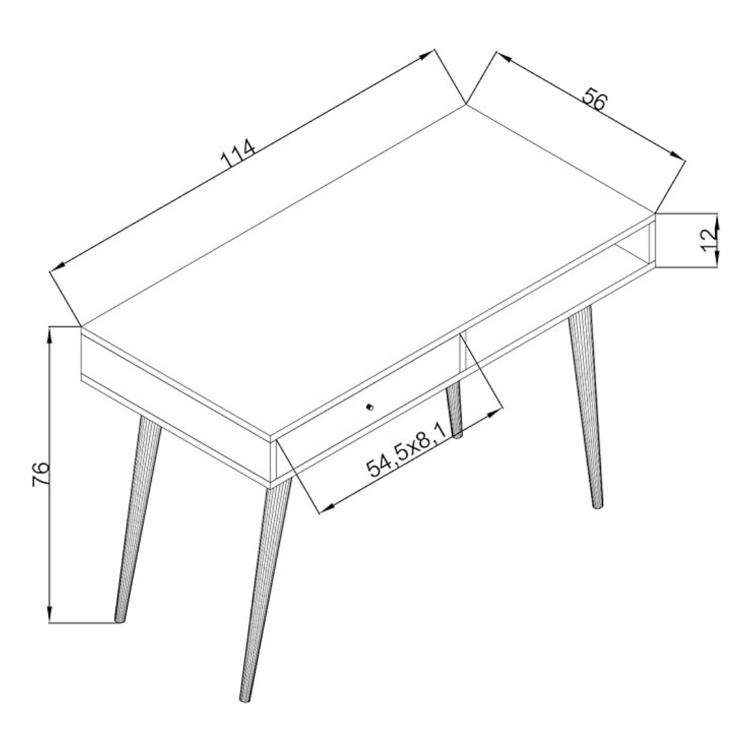 Home Office Small Mid Century Modern Desk, dimensions.