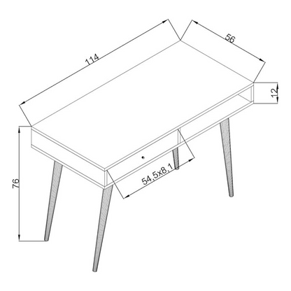 Home Office Small Mid Century Modern Desk, dimensions.