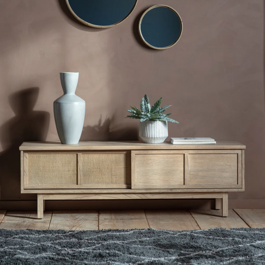 Japandi Solid Wood Console TV Table - Up To 88"