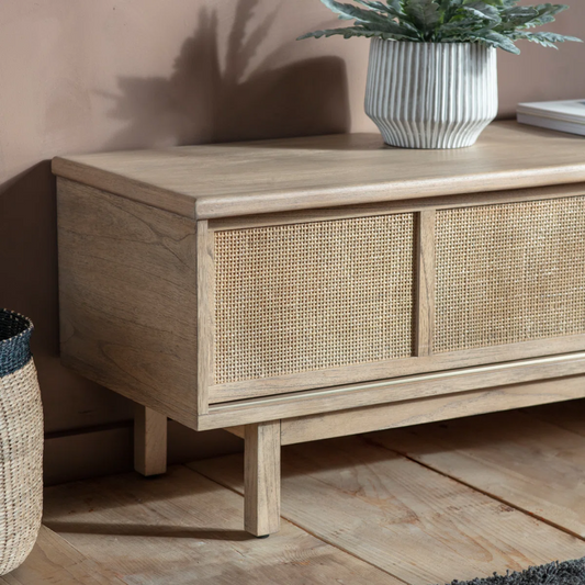 Japandi Solid Wood Console TV Table - Up To 88"