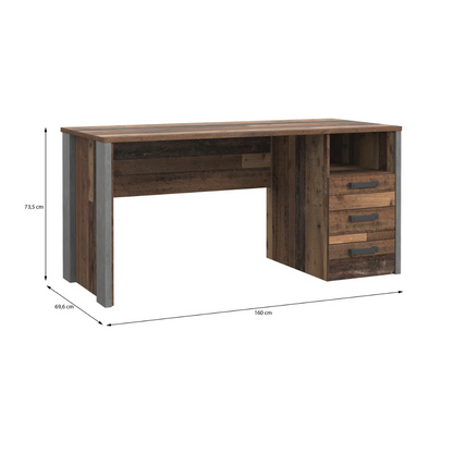Large Modern Rustic Wood Desk, dimensions.
