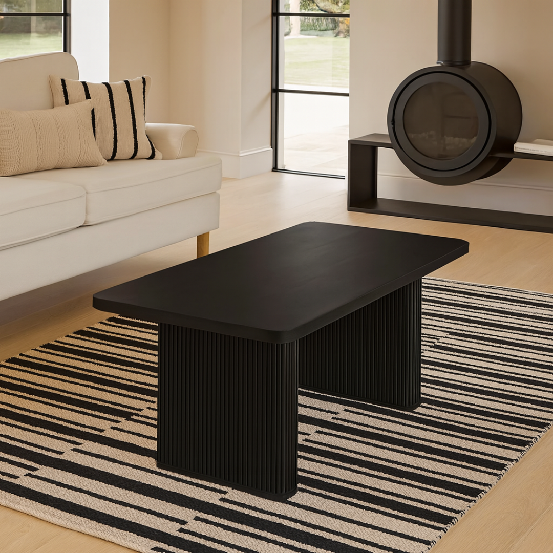 Large Rectangular Black Long Coffee Table