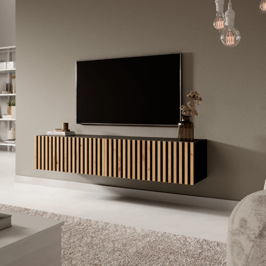 Light Oak Paneling Modern TV Cabinet