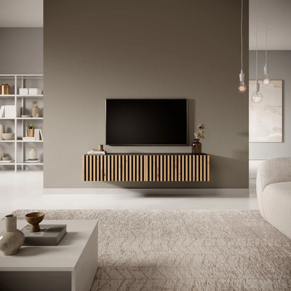 Light Oak Paneling Modern TV Cabinet