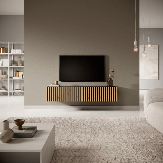 Light Oak Paneling Modern TV Cabinet