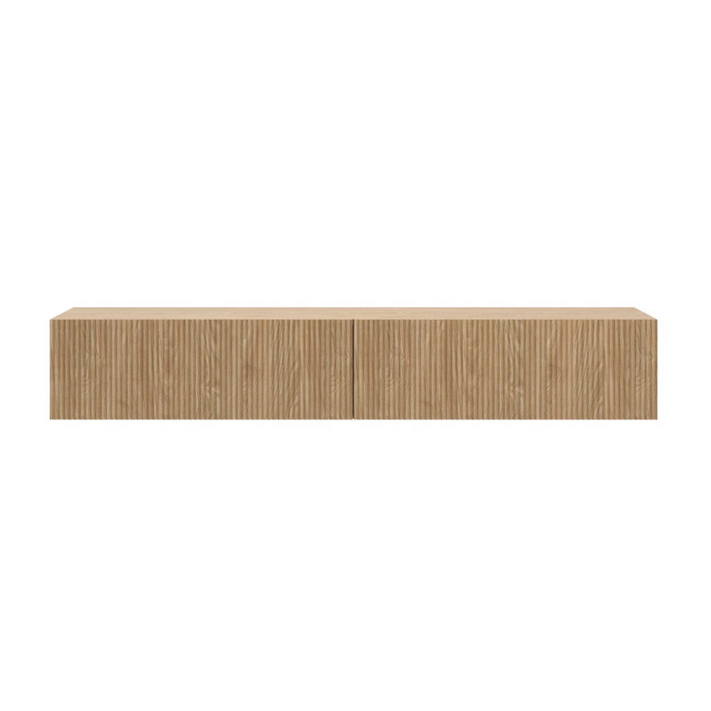 Light Oak Paneling Floating TV Wall Unit