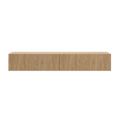 Light Oak Paneling Floating TV Wall Unit