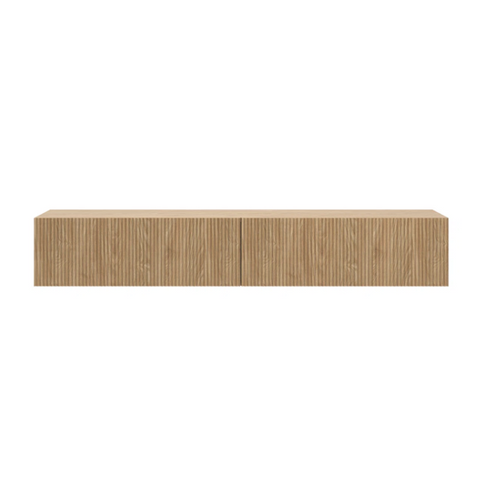 Light Oak Paneling Floating TV Wall Unit