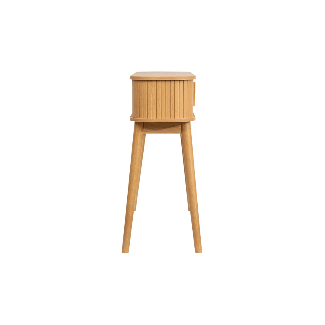 Light Wood Fluted Console Table With Storage