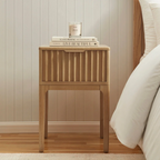 Light Wood Very Narrow Bedside Cabinet - One Drawer
