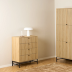 Light Wood Fluted 4 Drawer Chest Drawers