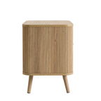Light Wood Panel Bedside Table And Shelves