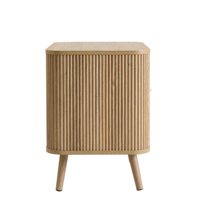 Light Wood Panel Bedside Table And Shelves