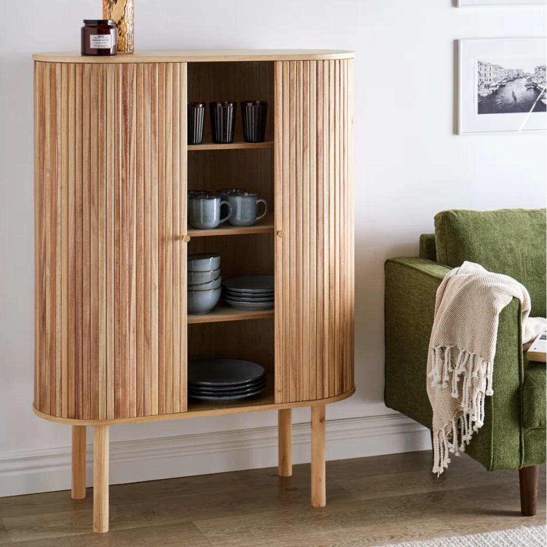 Light Wood Tall Storage Cabinets With Doors And Shelves