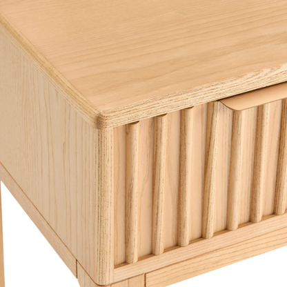 Light Wood Very Narrow Bedside Cabinet - One Drawer