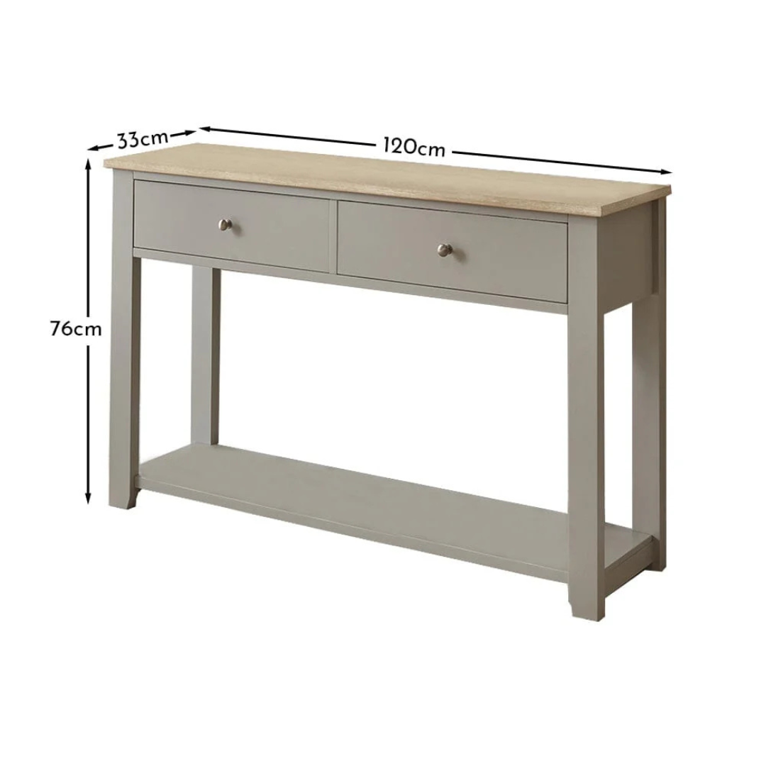 Linen Grey Console Table With Drawers, dimensions.
