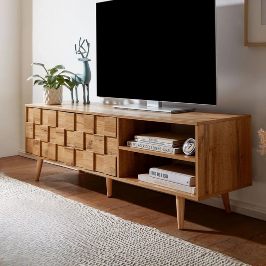 Mid-Century Modern TV Cabinet, set in a mid-century modern home.