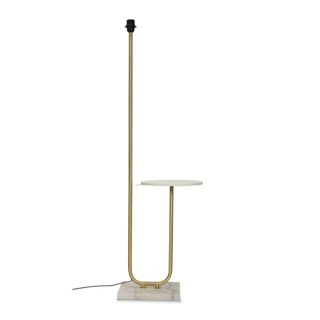 Modern floor lamp with a small round table on a white background