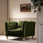 Mid Century Olive Green Armchair SIDE VIEW