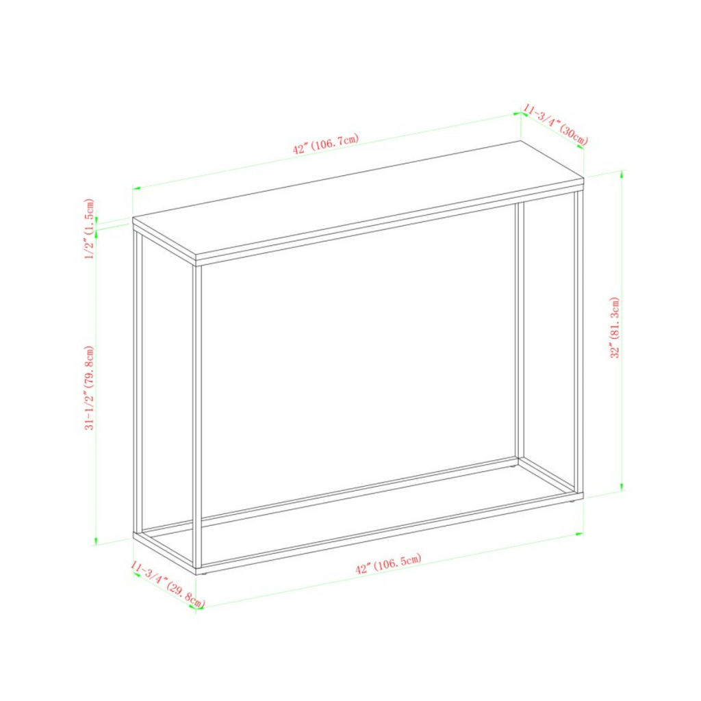 Minimalist White Skinny Console Table, dimensions.