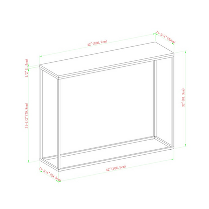Minimalist White Skinny Console Table, dimensions.