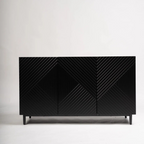 Modern Black Wood Sideboard, front view in a studio background.