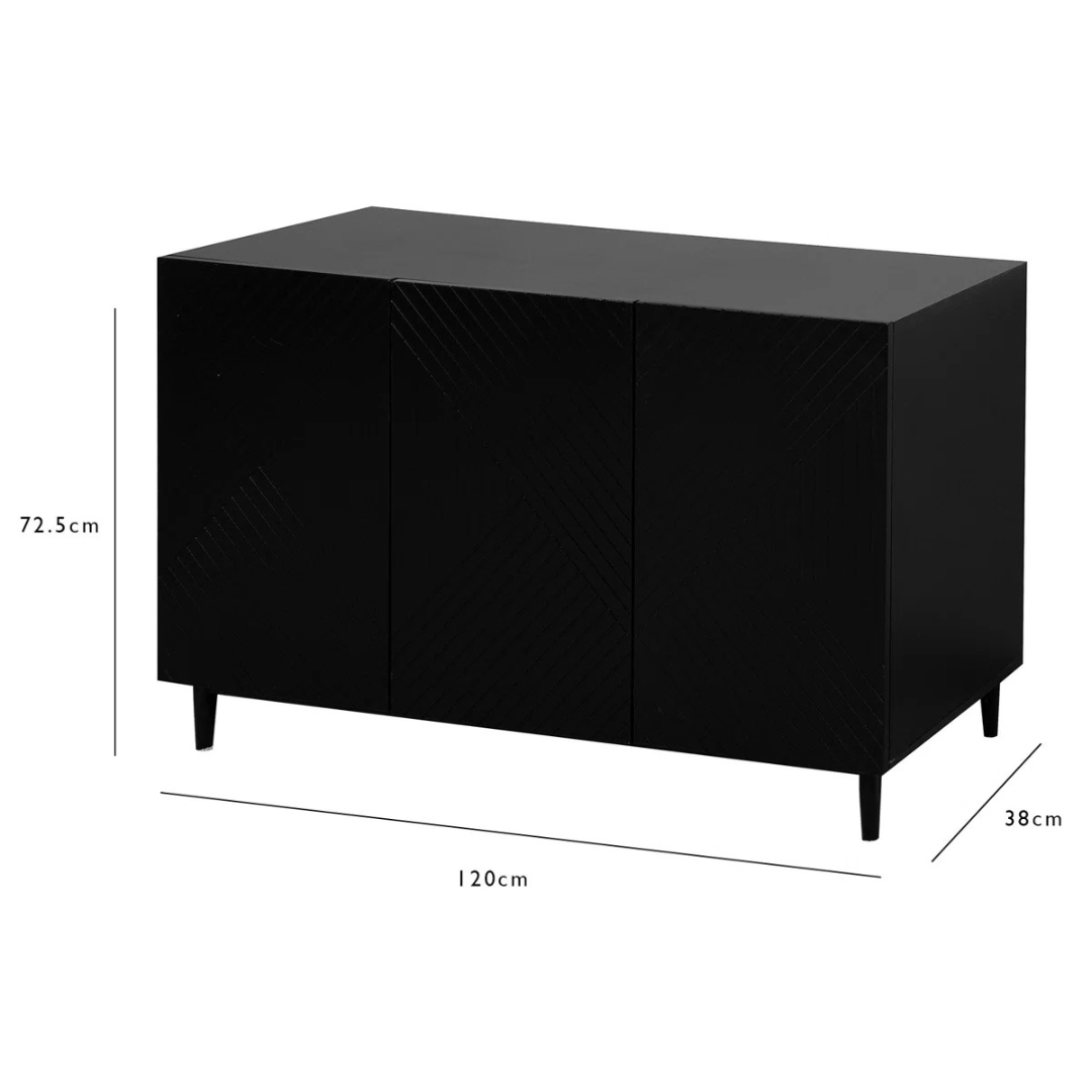 Modern Black Wood Sideboard, dimensions.