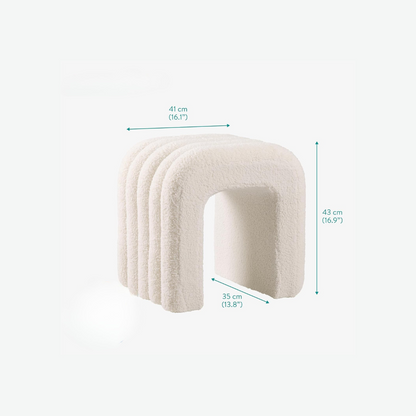 Modern Boucle Ottoman Stool, dimensions.
