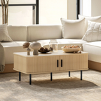 Modern Cream And Wood Coffee Table With Storage