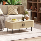 Modern Cream And Wood Coffee Table With Storage