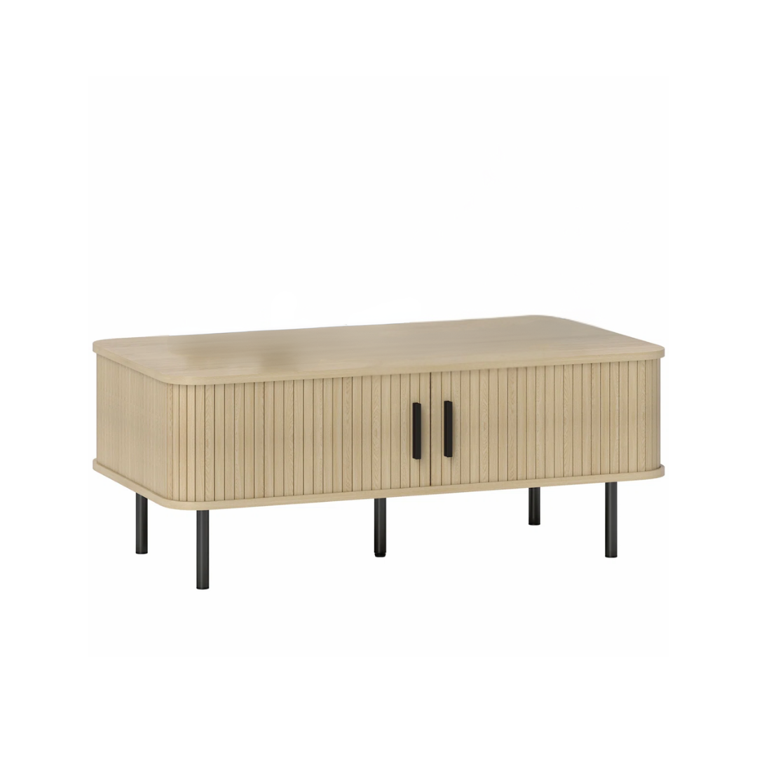 Modern Cream And Wood Coffee Table With Storage