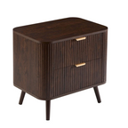 Modern Dark Walnut Bedside Table - 2 Drawer