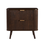 Modern Dark Walnut Bedside Table - 2 Drawer