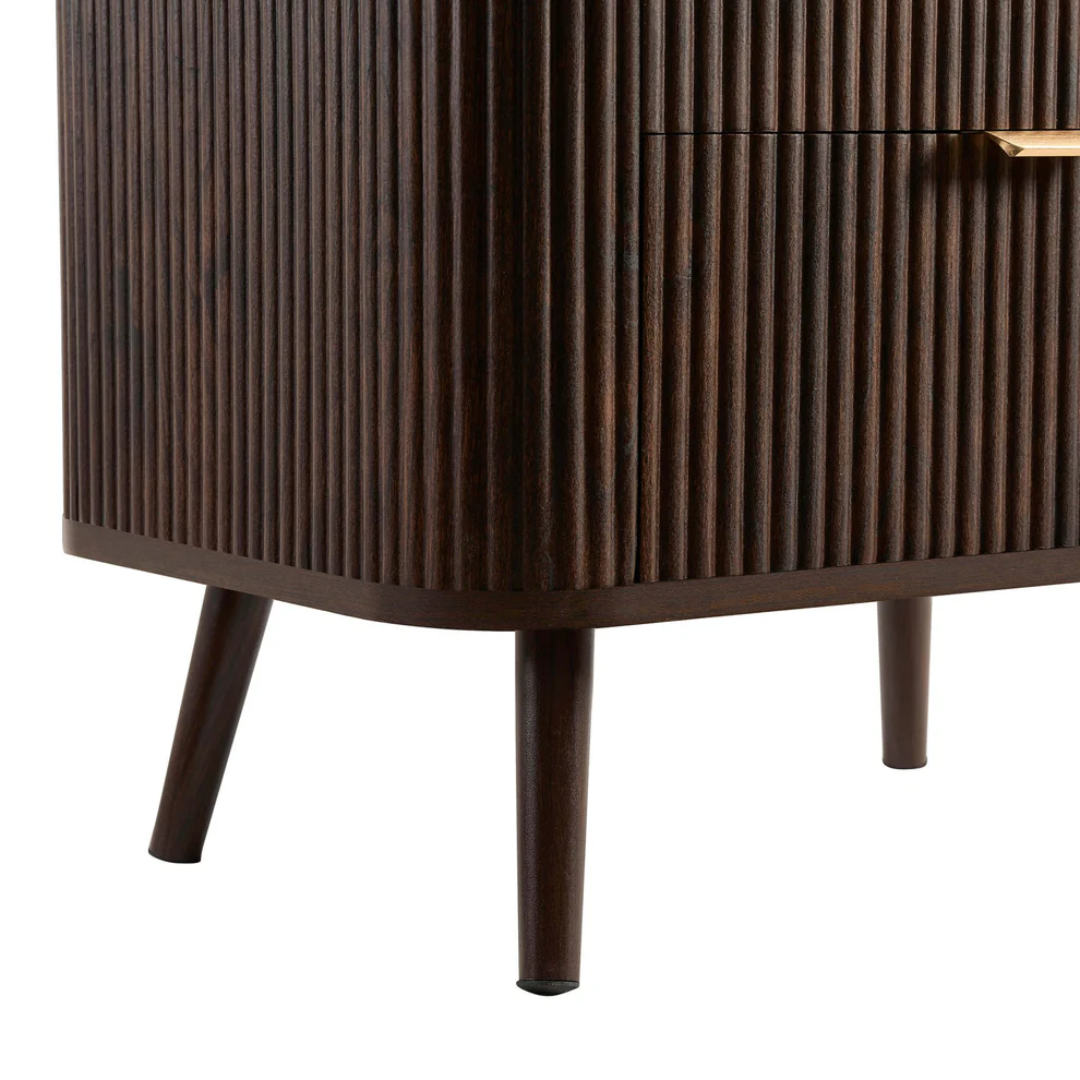 Modern Dark Walnut Bedside Table - 2 Drawer