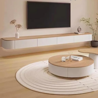 Modern Floating TV Wall Unit, set in a modern home, front view.