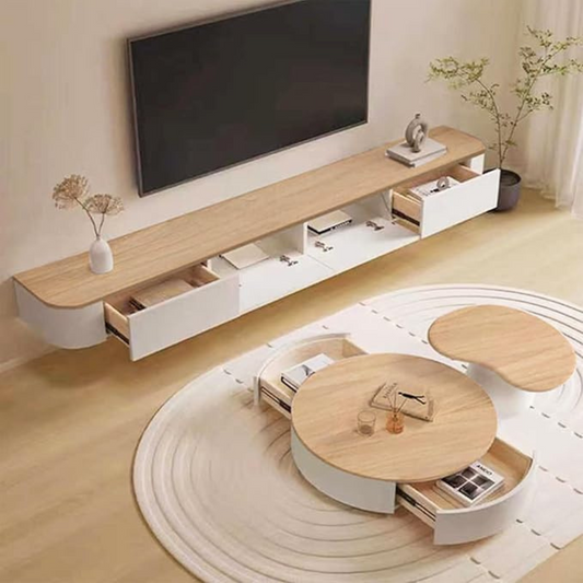 Modern Floating TV Wall Unit, top view.