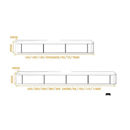 Modern Floating TV Wall Unit, dimensions