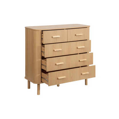 Modern Fluted Light Wooden Chest Of Drawers