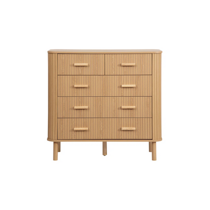 Modern Fluted Light Wooden Chest Of Drawers