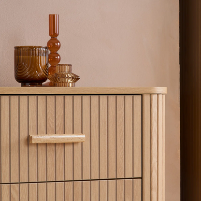 Modern Fluted Light Wooden Chest Of Drawers