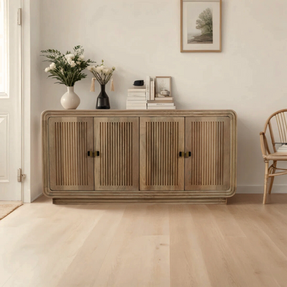 Modern Mango Wood Sideboard With Storage, set in a modern home.