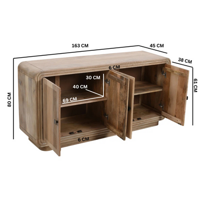 Modern Mango Wood Sideboard With Storage, dimensions.