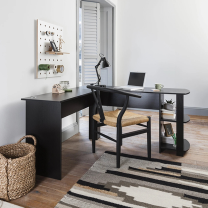 Modern Office L-Shape Desk With Storage, set in a modern home office.
