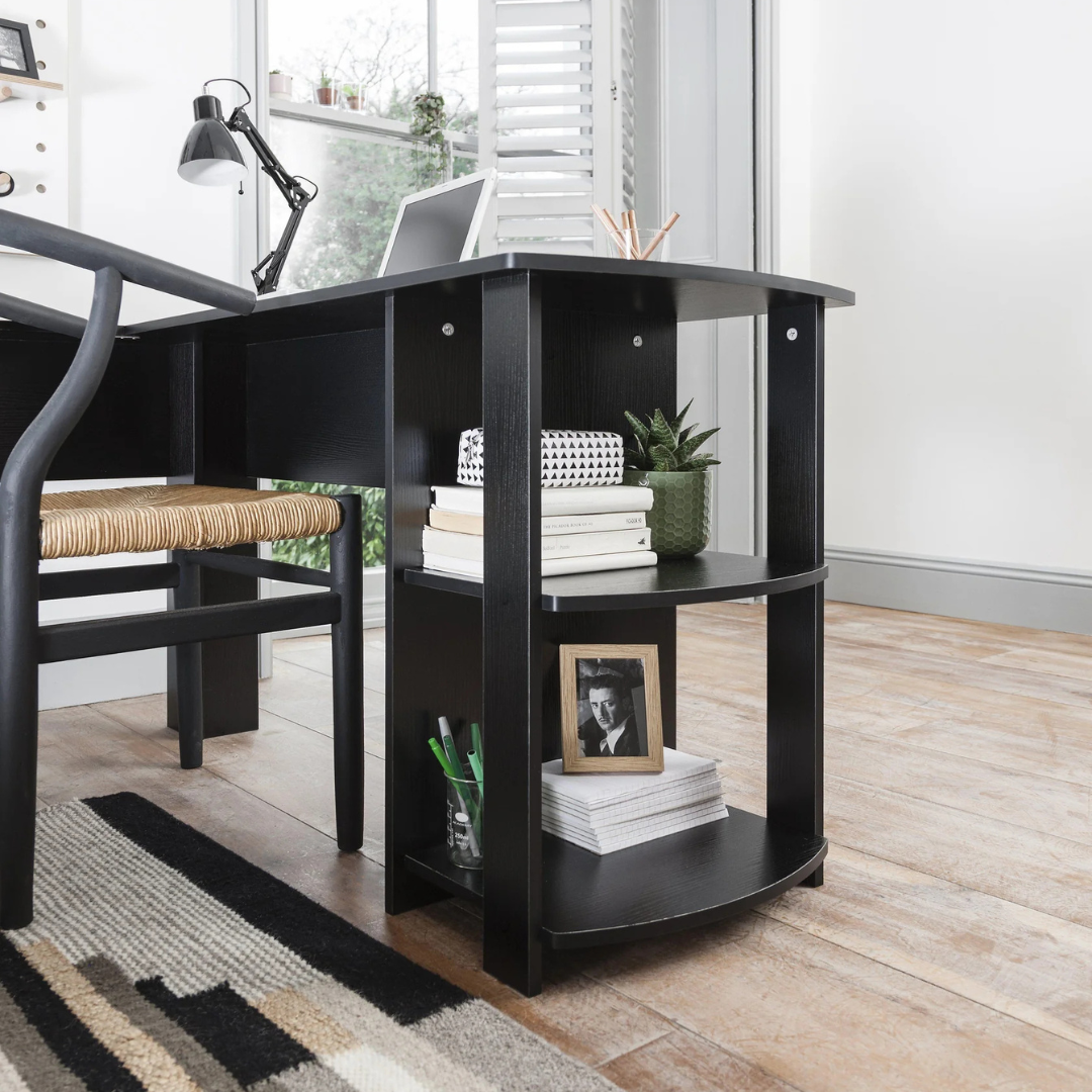 Modern Office L-Shape Desk With Storage, close up of storage