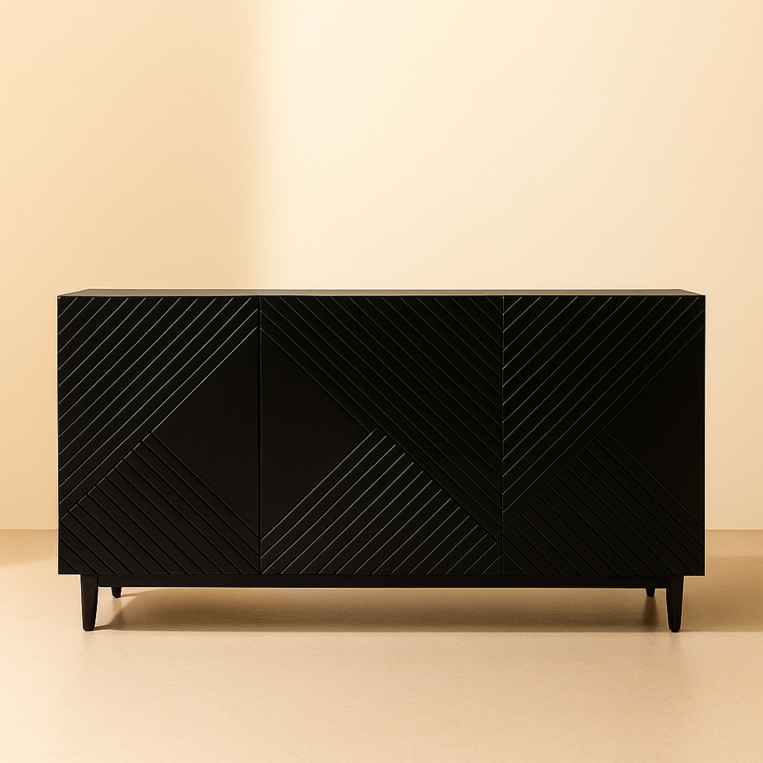 Modern Black Wood Sideboard