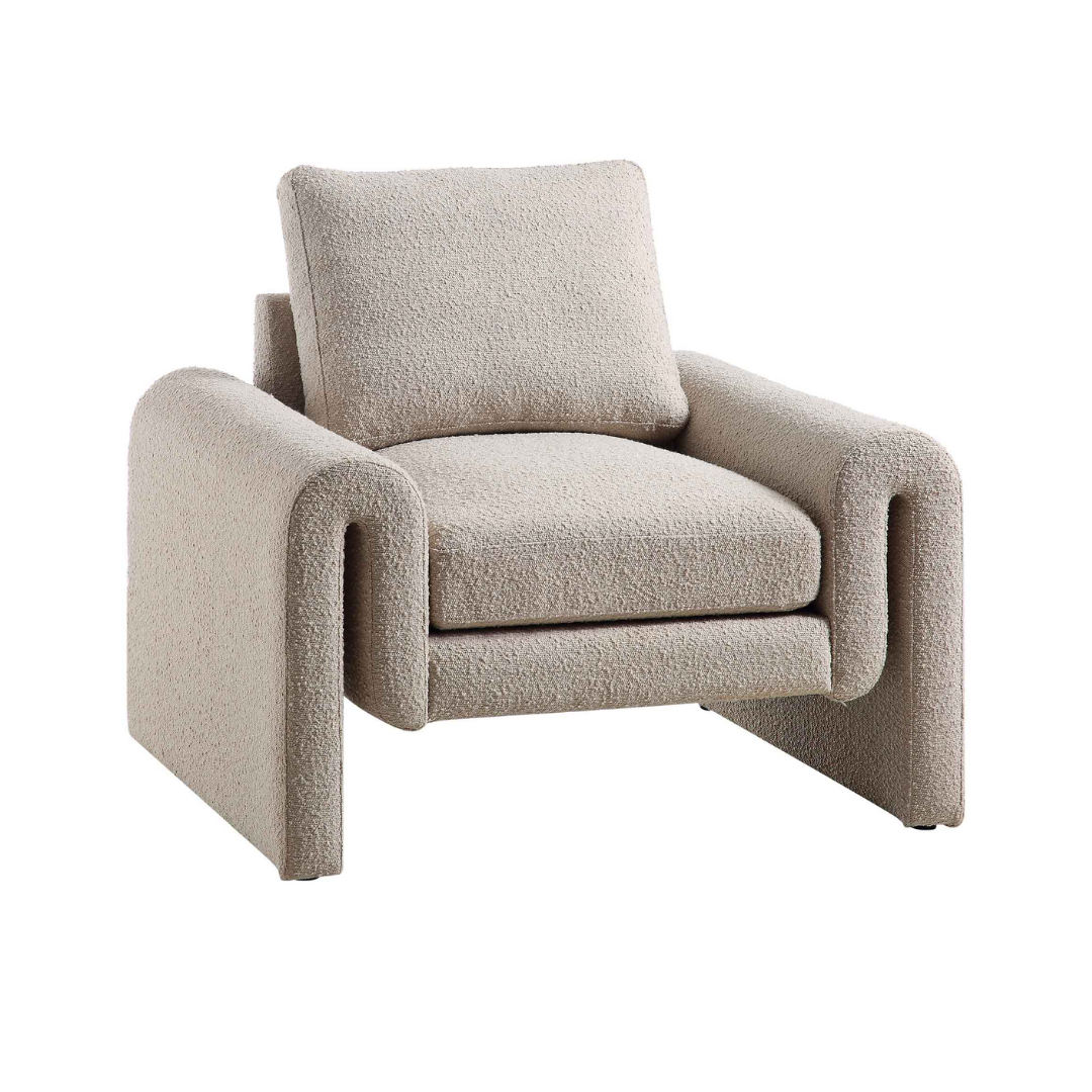 Modern Boucle Accent Chair front side view